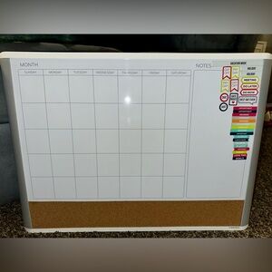 Magnetic Whiteboard month Calendar with Cork Board includes magnets